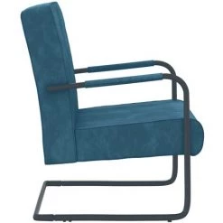 VidaXL Chaise Cantilever Bleu Velours - Bleu 9 VidaXL Chaise Cantilever Bleu Velours - Bleu -Pas Cher Fauteuil Magasin 46375720 3