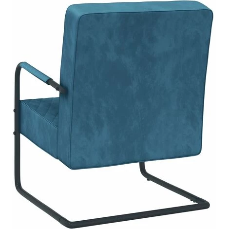 VidaXL Chaise Cantilever Bleu Velours - Bleu 6 VidaXL Chaise Cantilever Bleu Velours - Bleu – Image 4