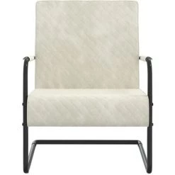 VidaXL Chaise Cantilever Blanc Crème Velours - Blanc 8 VidaXL Chaise Cantilever Blanc Crème Velours - Blanc -Pas Cher Fauteuil Magasin 46375727 2