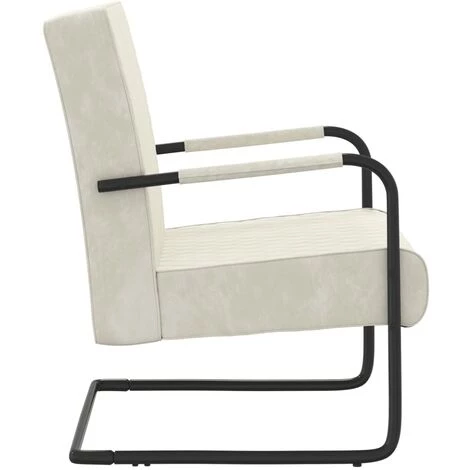 VidaXL Chaise Cantilever Blanc Crème Velours - Blanc 5 VidaXL Chaise Cantilever Blanc Crème Velours - Blanc – Image 3