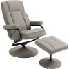 HOMCOM Fauteuil Relax Inclinable Pivotant Style Contemporain Avec Repose-pieds Revêtement Synthétique Acier Gris - Gris -Pas Cher Fauteuil Magasin 46397456 1