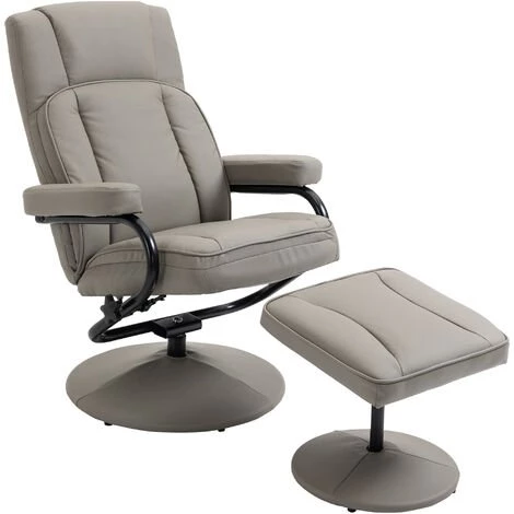 HOMCOM Fauteuil Relax Inclinable Pivotant Style Contemporain Avec Repose-pieds Revêtement Synthétique Acier Gris - Gris 3 HOMCOM Fauteuil Relax Inclinable Pivotant Style Contemporain Avec Repose-pieds Revêtement Synthétique Acier Gris - Gris