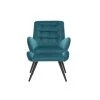 MILIBOO Fauteuil Et Repose-pieds Design En Velours Bleu Pétrole ZOE - Bleu Canard Velours -Pas Cher Fauteuil Magasin 46525809 1