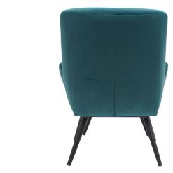 MILIBOO Fauteuil Et Repose-pieds Design En Velours Bleu Pétrole ZOE - Bleu Canard Velours -Pas Cher Fauteuil Magasin 46525809 4