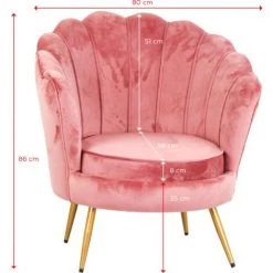 COMPRALO Fauteuil Margherita Velours Rose Pétales De Fleurs -Pas Cher Fauteuil Magasin 46668166 5