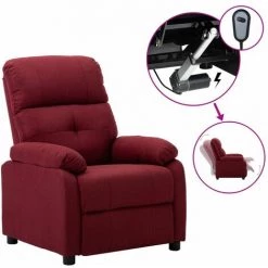 ASUPERMALL Fauteuil Inclinable Electrique Rouge Bordeaux Tissu