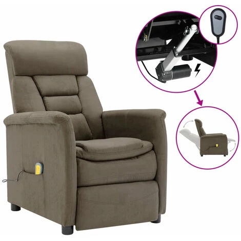 ASUPERMALL Fauteuil Inclinable Electrique De Massage Taupe Similicuir Daim 3 ASUPERMALL Fauteuil Inclinable Electrique De Massage Taupe Similicuir Daim