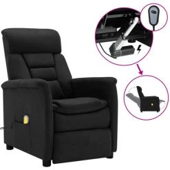 ASUPERMALL Fauteuil Inclinable Electrique De Massage Noir Similicuir Daim