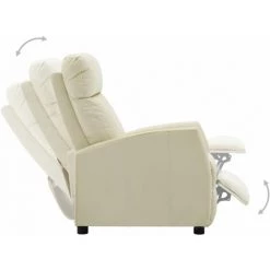 ASUPERMALL Fauteuil Inclinable Electrique Creme Similicuir -Pas Cher Fauteuil Magasin 46886086 3