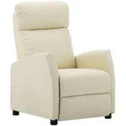 ASUPERMALL Fauteuil Inclinable Creme Similicuir