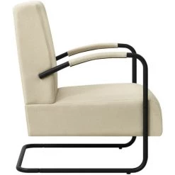 ASUPERMALL Fauteuil Creme Tissu -Pas Cher Fauteuil Magasin 46886234 5