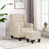 ASUPERMALL Fauteuil Avec Repose-pied Creme Tissu -Pas Cher Fauteuil Magasin 46886246 1