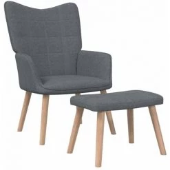 ASUPERMALL Chaise De Relaxation Et Tabouret 62x68,5x96 Cm Gris Fonce Tissu