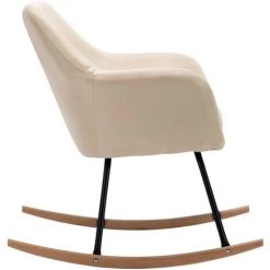 ASUPERMALL Chaise A Bascule Creme Tissu -Pas Cher Fauteuil Magasin 46889780 5
