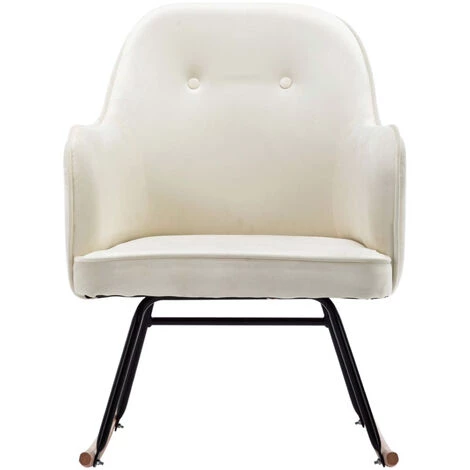 ASUPERMALL Chaise A Bascule Blanc Creme Velours 6 ASUPERMALL Chaise A Bascule Blanc Creme Velours – Image 4