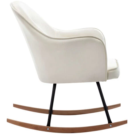 ASUPERMALL Chaise A Bascule Blanc Creme Velours 7 ASUPERMALL Chaise A Bascule Blanc Creme Velours – Image 5