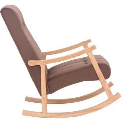 CLP Chaise à Bascule Saltillo En Velours Avec Pieds En Bois De Caoutchouc Nature/marron -Pas Cher Fauteuil Magasin 46942601 3