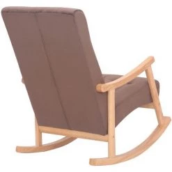CLP Chaise à Bascule Saltillo En Velours Avec Pieds En Bois De Caoutchouc Nature/marron -Pas Cher Fauteuil Magasin 46942601 4