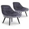 Paris Prix - Lot De 2 Fauteuils En Velours "johan" 102cm Gris -Pas Cher Fauteuil Magasin 47033464 1