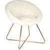 THE HOME DECO FACTORY Fauteuil En Métal Et Assise Imitation Fourrure Aurea Blanc - Blanc -Pas Cher Fauteuil Magasin 47156092 1
