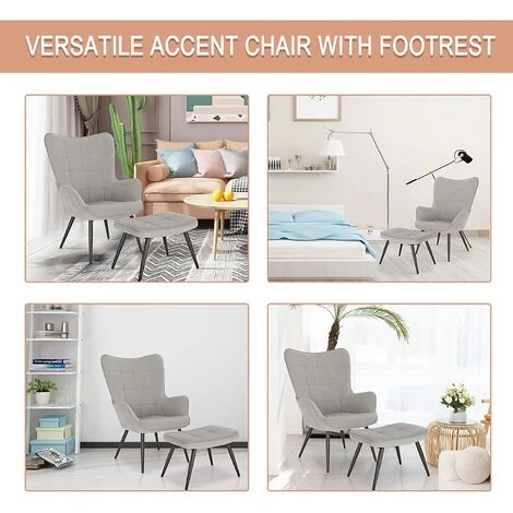 WOLTU Chaise De Relaxation Avec Repose-Pieds. Fauteuil Relaxant En Velours Côtelé Avec Dossier Haut.Gris Clair 6 WOLTU Chaise De Relaxation Avec Repose-Pieds. Fauteuil Relaxant En Velours Côtelé Avec Dossier Haut.Gris Clair – Image 4