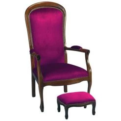 Fauteuil Voltaire Velours Bordeaux, Dim L610 X P700 X H1115 Mm -PEGANE-