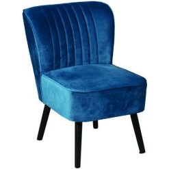 Fauteuil Coloris Bleu En Bois / Polyester - Longueur 58 X Largeur 64 X Hauteur 80 X Hauteur Assise 44 Cm -PEGANE-