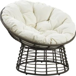 Fauteuil Papasan En Polyrésine Et Acier Blanc - -PEGANE-