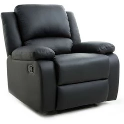 LES TENDANCES Fauteuil Relaxation Manuel Simili Cuir Noir Confort -Pas Cher Fauteuil Magasin 47594899 2