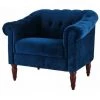 LES TENDANCES LIAM Fauteuil Chesterfield - Velours Bleu Pétrol Et Pieds En Bois - L 93,5 X P 80,5 X H 80 Cm 1 LES TENDANCES LIAM Fauteuil Chesterfield - Velours Bleu Pétrol Et Pieds En Bois - L 93,5 X P 80,5 X H 80 Cm -Pas Cher Fauteuil Magasin 47732890 1