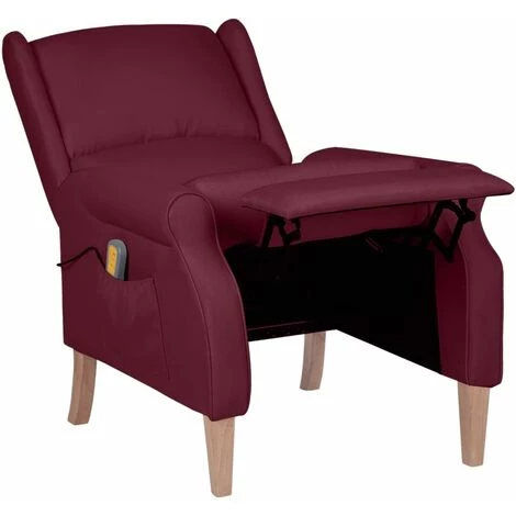 Fauteuil De Massage Inclinable Tissu Violet VidaXL 6 Fauteuil De Massage Inclinable Tissu Violet VidaXL – Image 4