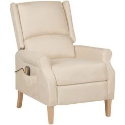 Fauteuil De Massage Inclinable Tissu Crème VidaXL