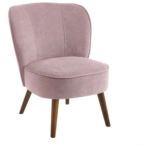 LOLA HOME Fauteuil Chenille Mauve Et Bois 59x66x75 Cm 3 LOLA HOME Fauteuil Chenille Mauve Et Bois 59x66x75 Cm