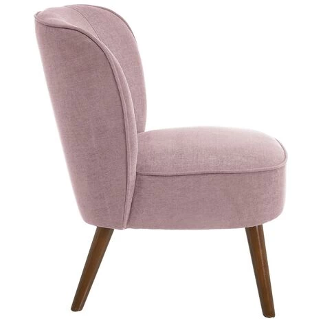 LOLA HOME Fauteuil Chenille Mauve Et Bois 59x66x75 Cm 6 LOLA HOME Fauteuil Chenille Mauve Et Bois 59x66x75 Cm – Image 4