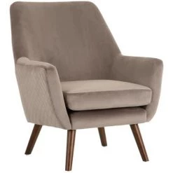 NATACHA.B Fauteuil Vintage Taupe Velours Jade