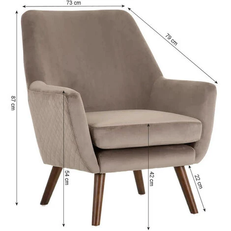 NATACHA.B Fauteuil Vintage Taupe Velours Jade 6 NATACHA.B Fauteuil Vintage Taupe Velours Jade – Image 4