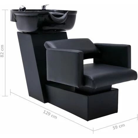 VidaXL Chaise De Salon Avec Lavabo Noir 129x59x82 Cm Similicuir - Noir 5 VidaXL Chaise De Salon Avec Lavabo Noir 129x59x82 Cm Similicuir - Noir – Image 3