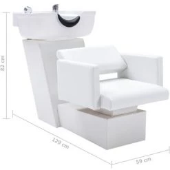 VidaXL Chaise De Salon Avec Lavabo Blanc 129x59x82 Cm Similicuir - Blanc -Pas Cher Fauteuil Magasin 47852140 3