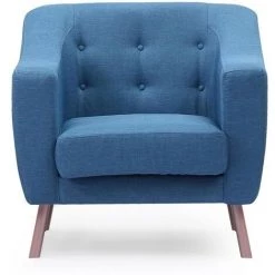 Paris Prix - Fauteuil Design Tissu "salomon" 88cm Bleu -Pas Cher Fauteuil Magasin 47884878 2