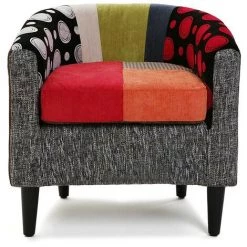 Versa Philippe Fauteuil Pour Salon, Canapé Confortable, 62x62x60cm - Rouge, Gris Et Bleu -Pas Cher Fauteuil Magasin 48226633 3