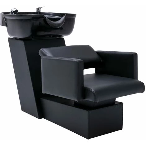 VidaXL Unité De Rinçage De Shampoing Avec Chaise De Salon Similicuir - Noir 3 VidaXL Unité De Rinçage De Shampoing Avec Chaise De Salon Similicuir - Noir