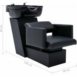 VidaXL Unité De Rinçage De Shampoing Avec Chaise De Salon Similicuir - Noir 9 VidaXL Unité De Rinçage De Shampoing Avec Chaise De Salon Similicuir - Noir -Pas Cher Fauteuil Magasin 48397965 3