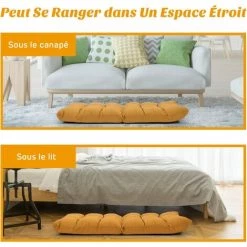 COSTWAY Canapé Paresseux Pliable, Chaise De Sol Rembourrée D’Éponge, Dossier Inclinable à 14 Positions, 108 X 56 X 12 CM Jaune 9 COSTWAY Canapé Paresseux Pliable, Chaise De Sol Rembourrée D’Éponge, Dossier Inclinable à 14 Positions, 108 X 56 X 12 CM Jaune -Pas Cher Fauteuil Magasin 48476742 3