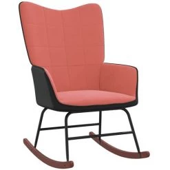 Chaise à Bascule Velours Et PVC Rose VidaXL
