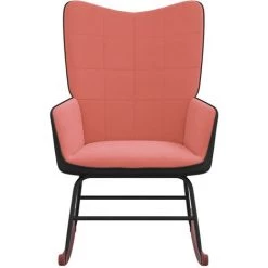Chaise à Bascule Velours Et PVC Rose VidaXL 10 Chaise à Bascule Velours Et PVC Rose VidaXL -Pas Cher Fauteuil Magasin 48882985 4