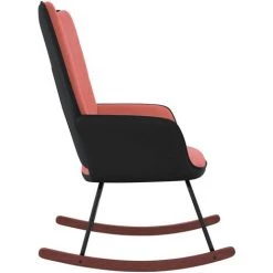 Chaise à Bascule Velours Et PVC Rose VidaXL 11 Chaise à Bascule Velours Et PVC Rose VidaXL -Pas Cher Fauteuil Magasin 48882985 5