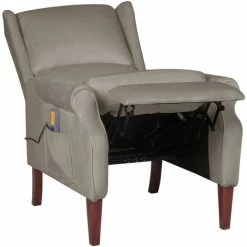 Fauteuil De Massage Inclinable Gris Clair Velours VidaXL -Pas Cher Fauteuil Magasin 48883022 3
