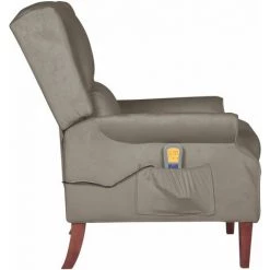 Fauteuil De Massage Inclinable Gris Clair Velours VidaXL -Pas Cher Fauteuil Magasin 48883022 5