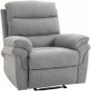 HOMCOM Fauteuil De Relaxation Inclinable Manuel Avec Repose-pied Ajustable Tissu Polyester Aspect Lin Gris Clair Chiné - Gris -Pas Cher Fauteuil Magasin 49150236 1