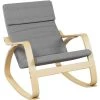 BAMNY Fauteuils à Bascule En Bois, Fauteuil Lecture Pour Salon Jardin Chambre Et Balcon, Chaise Avec Accoudoir, Gris, 88x67x99 Cm